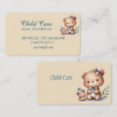 水の色テディベア子供ミンディングベビーシッター 名刺 (正面/裏面)