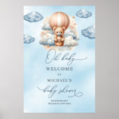 水の色テディベア熱気球へようこそ ポスター (正面)