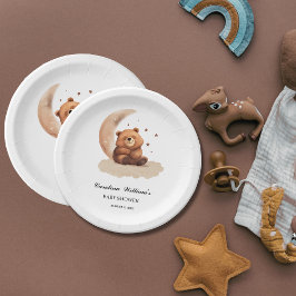 水の色テディベア男女兼用ベビー ペーパープレート