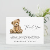 水の色テディベア赤ちゃんシャワーありがとう サンキューカード (スタンド正面)