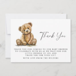 水の色テディベア赤ちゃんシャワーありがとう ノートカード