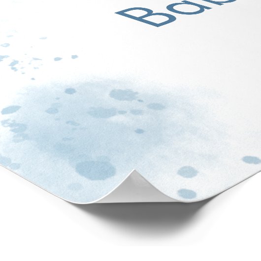 水の色テディベア赤ちゃんシャワーへようこそ ポスター (角)