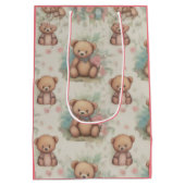 水の色テディベア赤ちゃんシャワー抱き枕 ミディアムペーパーバッグ (裏面)