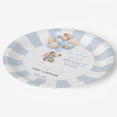 水の色テディベア赤ちゃんシャワー紙プレート ペーパープレート (アングル)