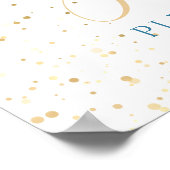 水の色テディベア赤ちゃんシャワー金ゴールド好意サイン ポスター (角)