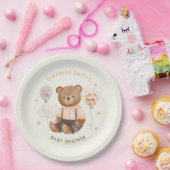 水の色テディベア赤ちゃんシャワー ペーパープレート (パーティー)