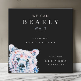 水の色テディベア赤ちゃんシャワー 招待状