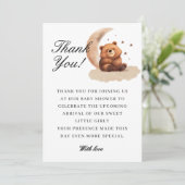 水の色テディベア赤男女兼用ちゃんシャワー サンキューカード (スタンド正面)