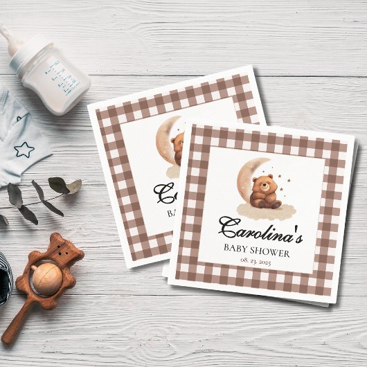 水の色テディベア赤男女兼用ちゃんシャワー スタンダードカクテルナプキン