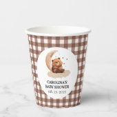 水の色テディベア赤男女兼用ちゃんシャワー 紙コップ (正面)