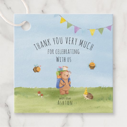 水の色テディベア、アドベンチャー感謝していユー フェイバータグ (正面)