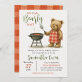 水の色テディベアBBQ男の子のためのベビーシャワー 招待状 (正面/裏面)