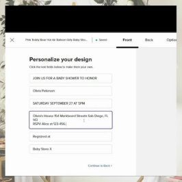水の色テディベアBBQ男の子のためのベビーシャワー 招待状