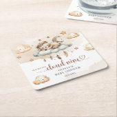 水の色テディ男女兼用ベア雲9 9 スクエアペーパーコースター (アングル)