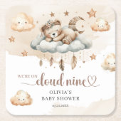 水の色テディ男女兼用ベア雲9 9 スクエアペーパーコースター (正面)