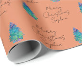 水の色テラコタパーソナライズされたメリークリスマス ラッピングペーパー (ロールコーナー)