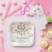 水の色テラコッタアイボリー雲9テディベア ペーパープレート (パーティー)