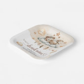 水の色テラコッタアイボリー雲9テディベア ペーパープレート (傾斜あり)