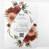 水の色テラコッタ秋秋の写真結婚の 三つ折り招待状 (内部最初)