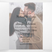 水の色テラコッタ秋秋の写真結婚の 三つ折り招待状 (内部中)