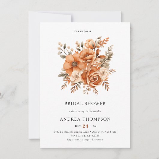 水の色テラコッタ |フローラブライダルシャワー 招待状 (正面)