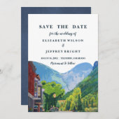 水の色テルユライドColorado Skiの日付を保存 招待状 (正面/裏面)