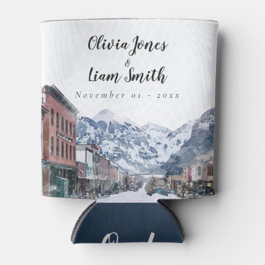 水の色テルル化の歓迎結婚へようこそ 缶クーラー (正面)