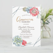 水の色デザートレッド多肉植物キンセアニラ 招待状 (スタンド正面)