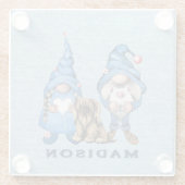 水の色デニム格言と犬 ガラスコースター (裏面)