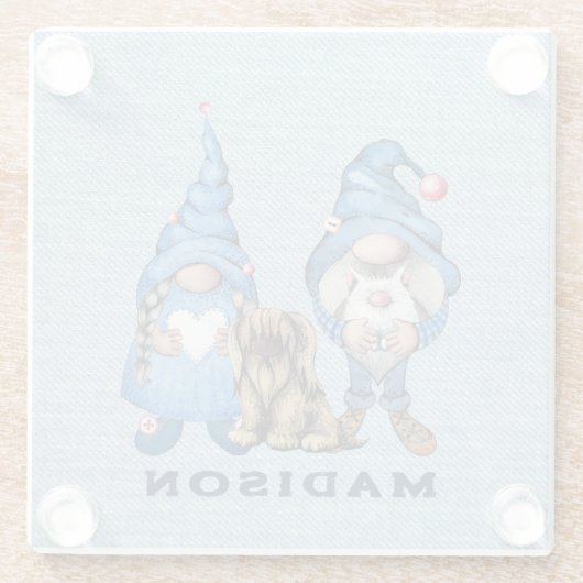 水の色デニム格言と犬 ガラスコースター (裏面)