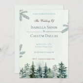 水の色トウヒの木結婚式招待状 招待状 (正面/裏面)