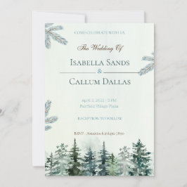 水の色トウヒの木結婚式招待状 招待状