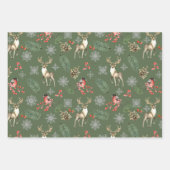 水の色トナカイのクリスマスフォレスト自然 ラッピングペーパーシート (正面2)