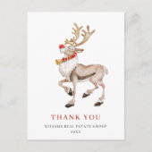 水の色トナカイのクリスマスホリデーサンキュー ポストカード (正面)