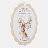 水の色トナカイのベージュのクリスマスオーナメントカード オーナメントカード (右)