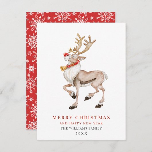 水の色トナカイのメリークリスマスホリデーカード ポストカード (正面/裏面)