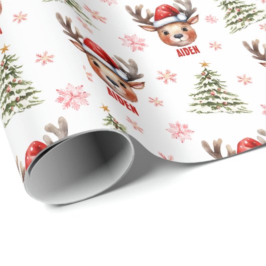 水の色トナカイカスタムのギフトラップ ラッピングペーパー (ロールコーナー)