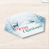 水の色トナカイ子葉樹メリークリスマスパーティー ペーパーコースター (アングル)