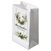 水の色トナカイ素朴クリスマス スモールペーパーバッグ (正面アングル)