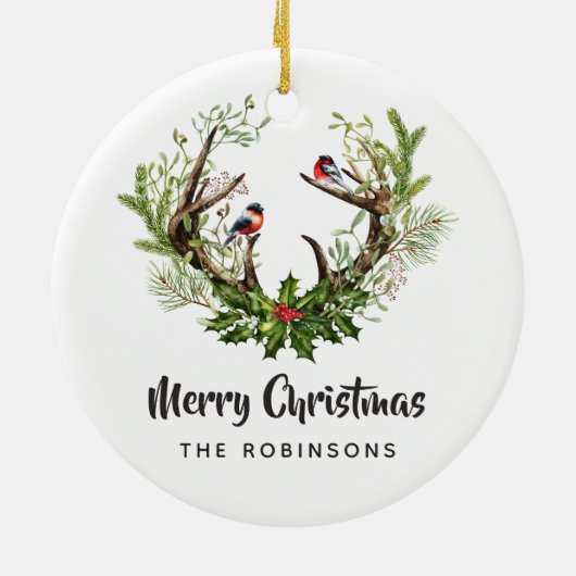 水の色トナカイ素朴クリスマス セラミックオーナメント (裏面)