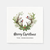 水の色トナカイ素朴ークリスマスパーティー スタンダードカクテルナプキン (正面)