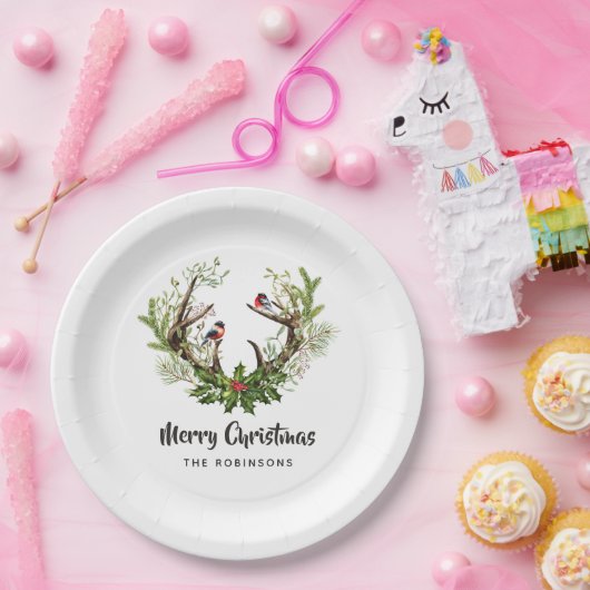 水の色トナカイ素朴ークリスマスパーティー ペーパープレート (パーティー)