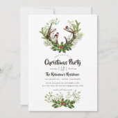 水の色トナカイ素朴ークリスマスパーティー 招待状 (正面)