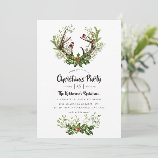 水の色トナカイ素朴ークリスマスパーティー 招待状 (スタンド正面)