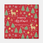 水の色トナカイ&クリスマスツリー –  マグネット (正面)