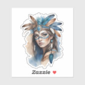 水の色トライバル美しい：ボヘミアンアートの精神 シール (シート)