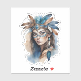 水の色トライバル美しい：ボヘミアンアートの精神 シール