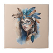 水の色トライバル美しい：ボヘミアンアートの精神 タイル (正面)