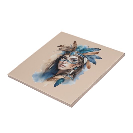 水の色トライバル美しい：ボヘミアンアートの精神 タイル (側面)