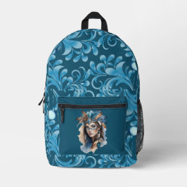 水の色トライバル美しい：ボヘミアンアートの精神 プリントバックパック